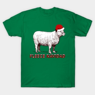 Sheep Wearing Santa Hat And Pun Fleece Navidad T-Shirt